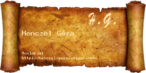 Henczel Géza névjegykártya